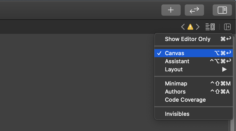 Enabling the canvas view in the upper right of Xcode 12
